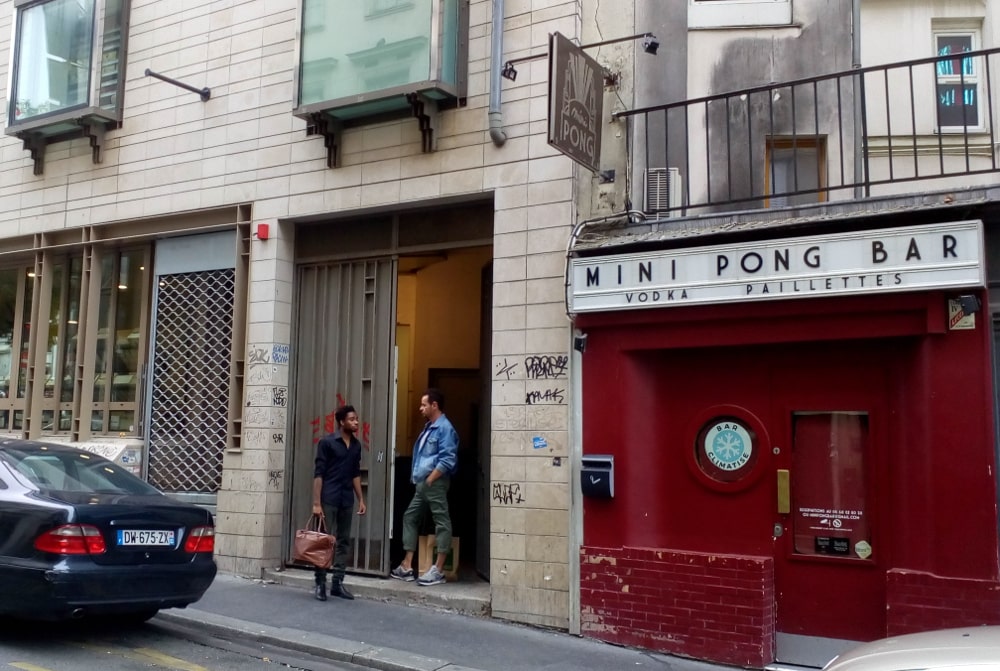 The goods delivery door of the Bio c’ Bon health food store 62 Rue Jean-Baptiste Pigalle, Montmartre. This is the site of the now demolished Bricktop’s Jazz Club. It was one of a number of important nightlife hot spots in the 1920s Paris Jazz Age.